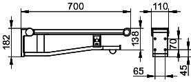 KEUCO SK-Griff WC Plan Care 34903, li mit Funk-Ausl.,verchromt/weiß, 700 mm