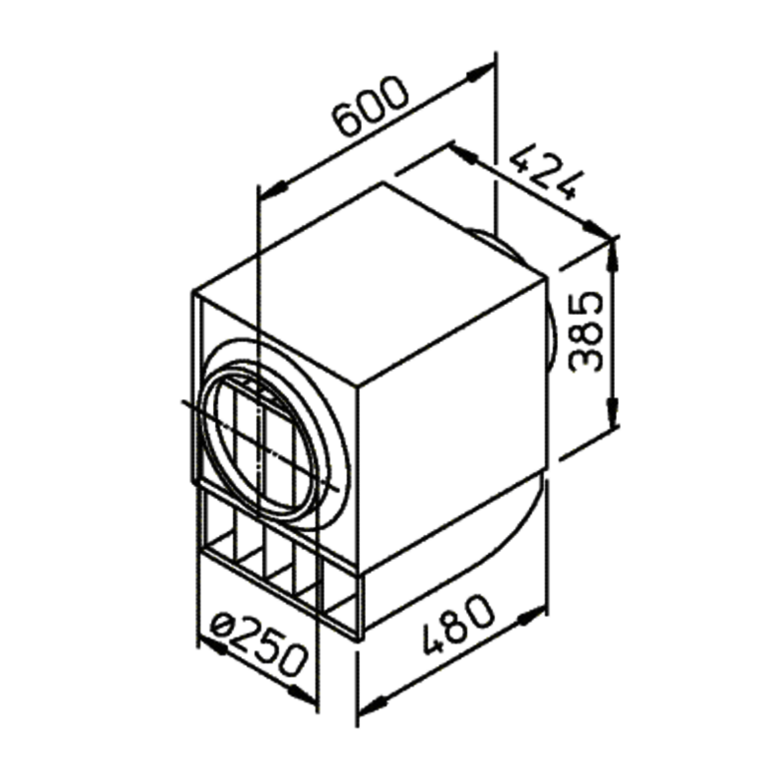 Helios LFBR 250 F7 Luftfilter-Box F7 für Rohr DN 250 mm