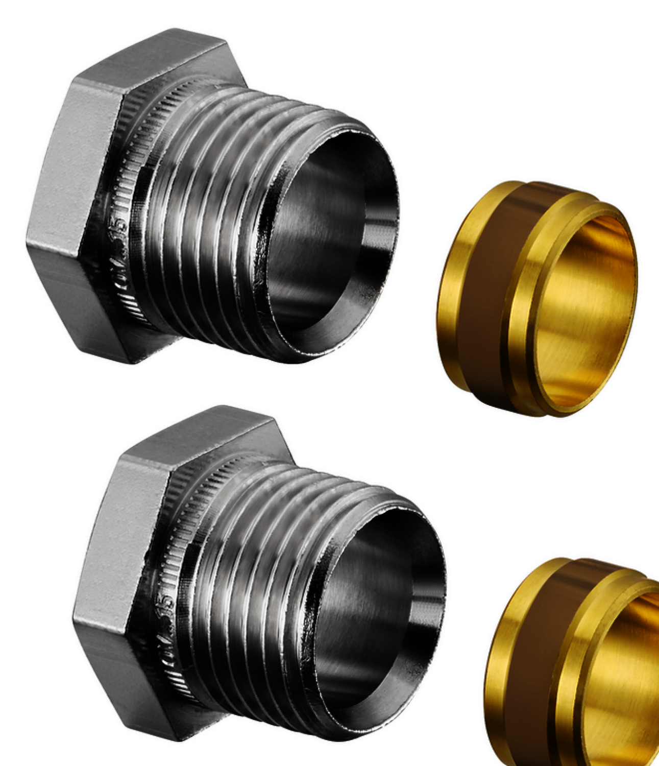 OVENTROP-Klemmringverschraubungen 2-fach Ofix CEP für Verbindungsrohr G1/2 x15mm