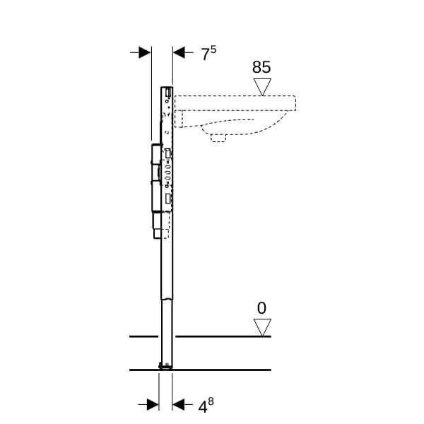 Geberit Duofix Element f. WT, 82-98 cm Standarmatur, mit UP Siphon