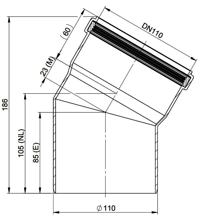 MHG 30Grad-Bogen DN 110 für Abgasleitung Atec