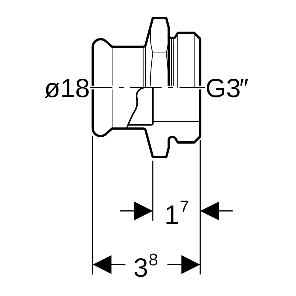 Geberit Mapress Edelstahl Übergang mit AG d18-G3/4