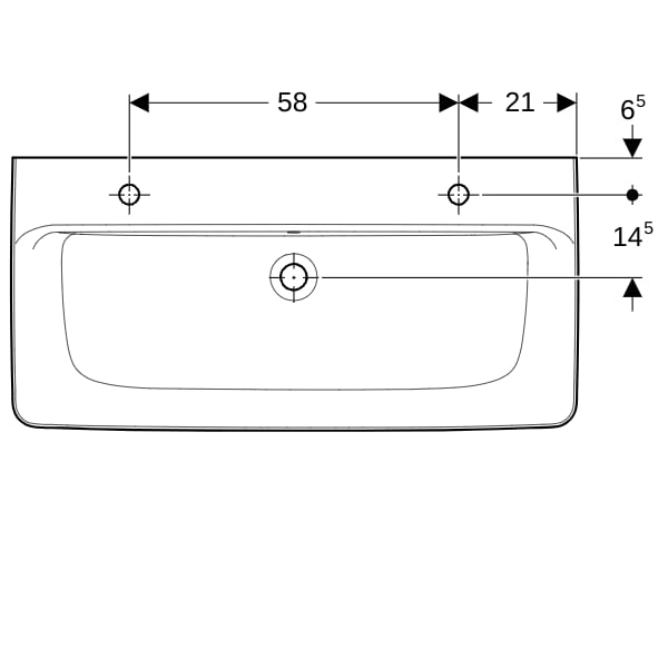 Geberit Renova Plan Aufsatz-WT 100x48cm 2 Hahnlöcher, m.Ül., weiß, KeraTect