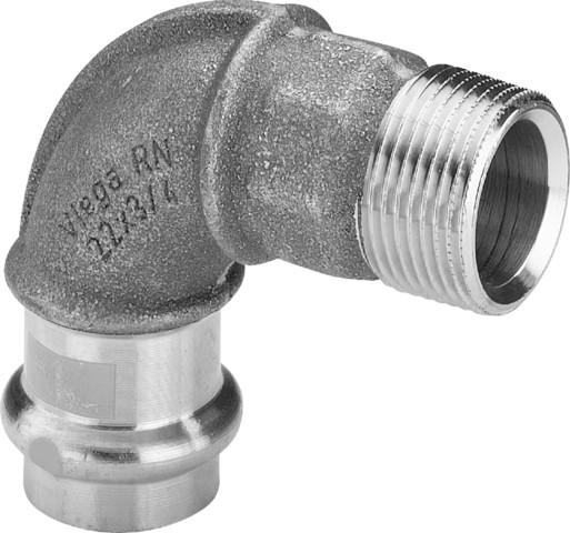 Viega Bogen 90 Grad mit SC Profipress G 2614 für Gas in 15mm x R1/2 Rotguss