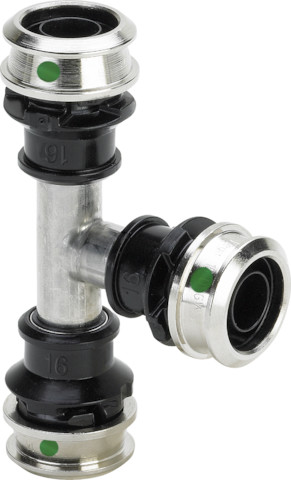 Viega T-Stück mit SC Raxinox 4418 in 16mm Stahl nichtrostend Viega T-Stück mit SC Raxinox 4418 in 16mm Stahl nichtrostend