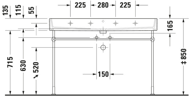 DU Waschtisch Vero Air 1200 mm o.ÜL, m.HLB, 1 HL mitte, weiß, WG
