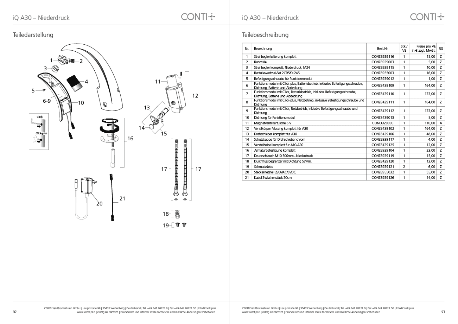 CONTI+ iQ elektr. IR Standarm. Vcon. m.Misch. druckl. CR o.Ablg. Click+ A30