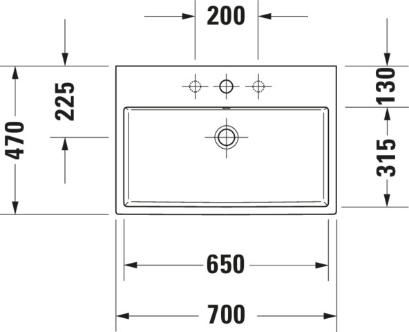 DU Waschtisch Vero Air 700mm mit ÜL, mit HLB, mit 1 HL, weiß
