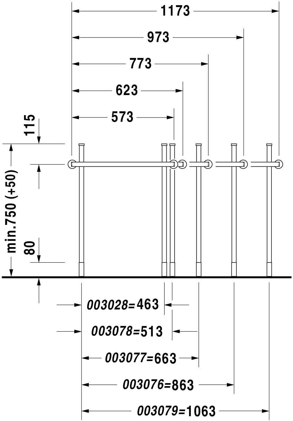DU Metallkonsole Happy D.2 für 231865, höhenverstellbar, Chrom