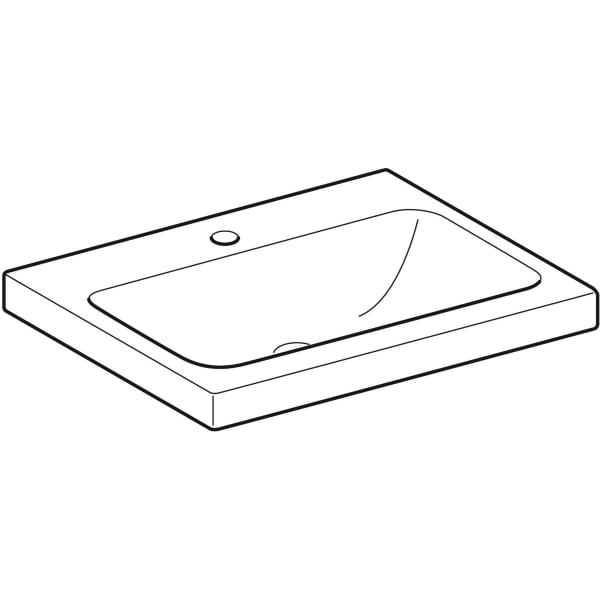 Geberit iCon Light Aufsatzwaschtisch 60x48cm mit Hahnloch, ohne Ül., weiß, KeraTect