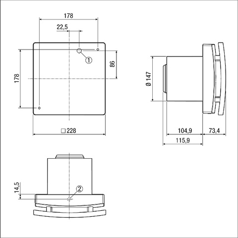 Maico Kleinraumventilator ECA 150 ipro KB Innenverschluss, Bewegung, DN150