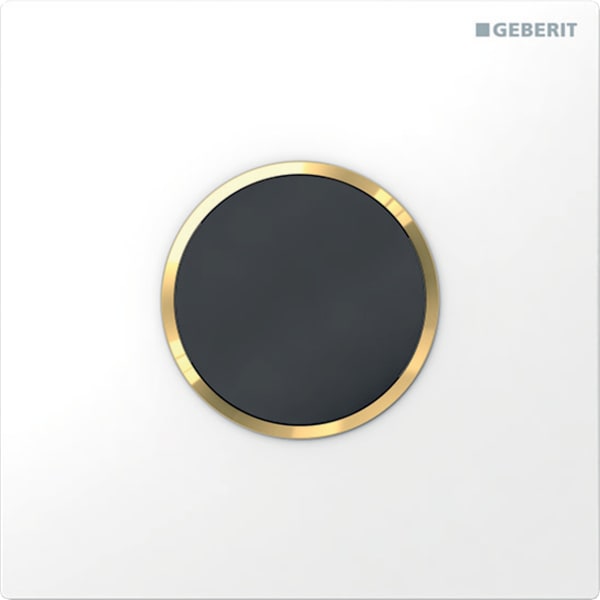 Geberit Typ 10 UR-Strg., rund, elektron. Sp. Batteriebetrieb, weiß glänz/goldf. glänz