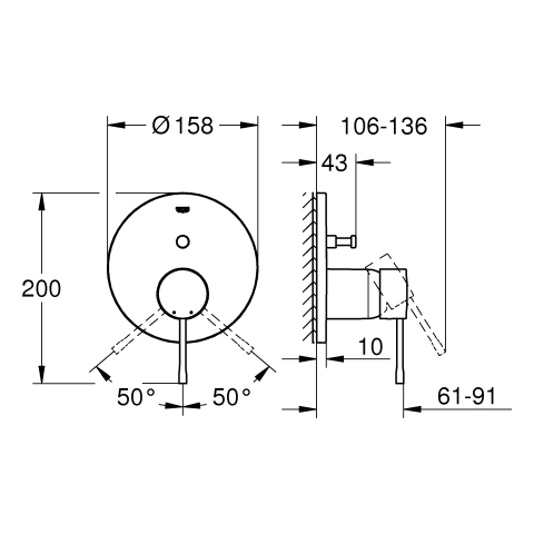 GROHE EH-Wannenbatterie Essence 24167_1 FMS für 35604 cool sunrise