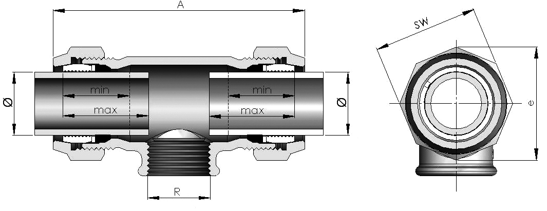 gebooriginal Temperguss-KLV Serie 150 Typ T 1/2" für Stahlrohr