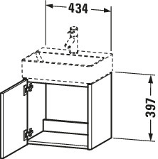 DU WTU XSquare 397x434x340mm, 1 Tür, TA li., Weiß Matt