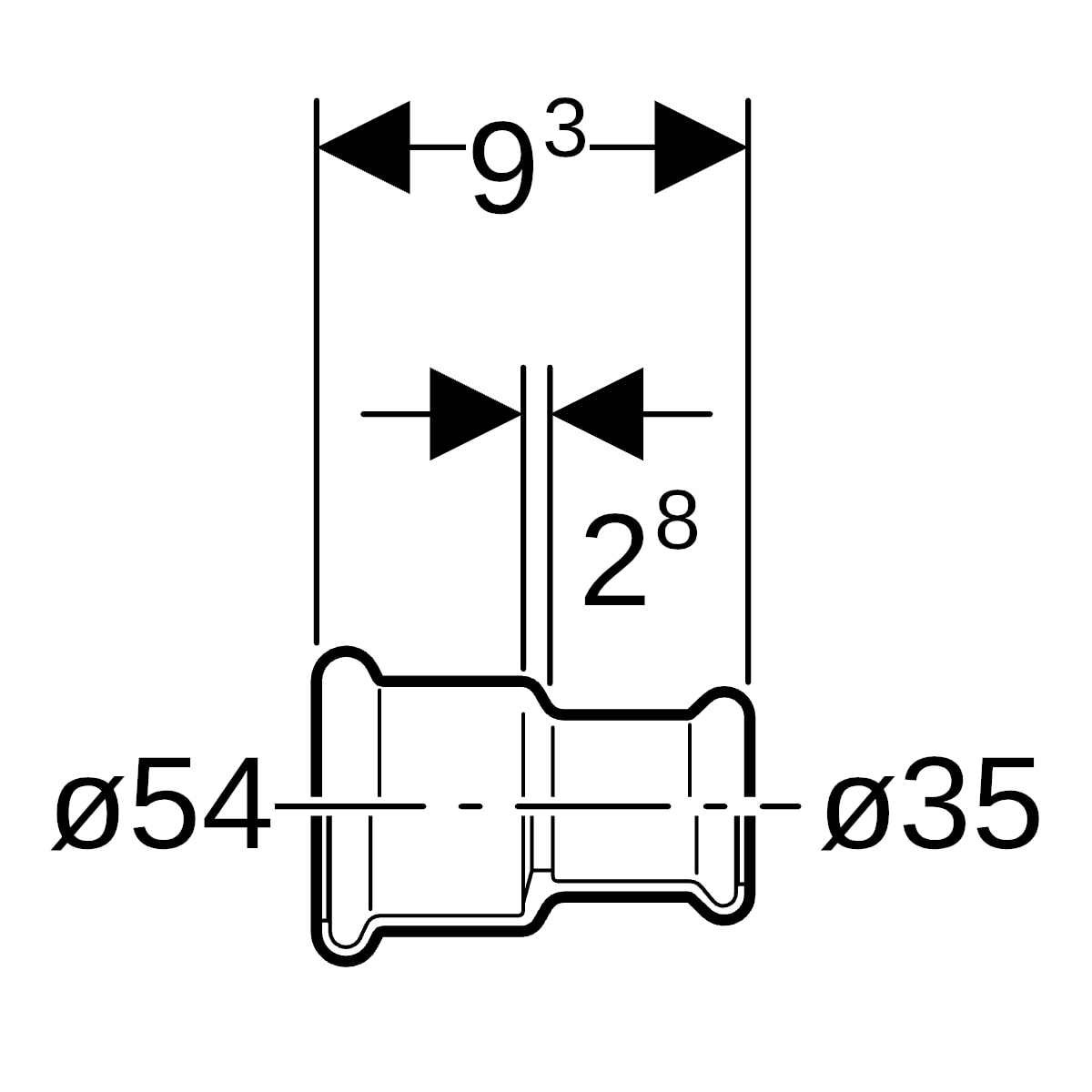 Geberit Mapress C-Stahl Muffe reduziert d54-35 verzinkt