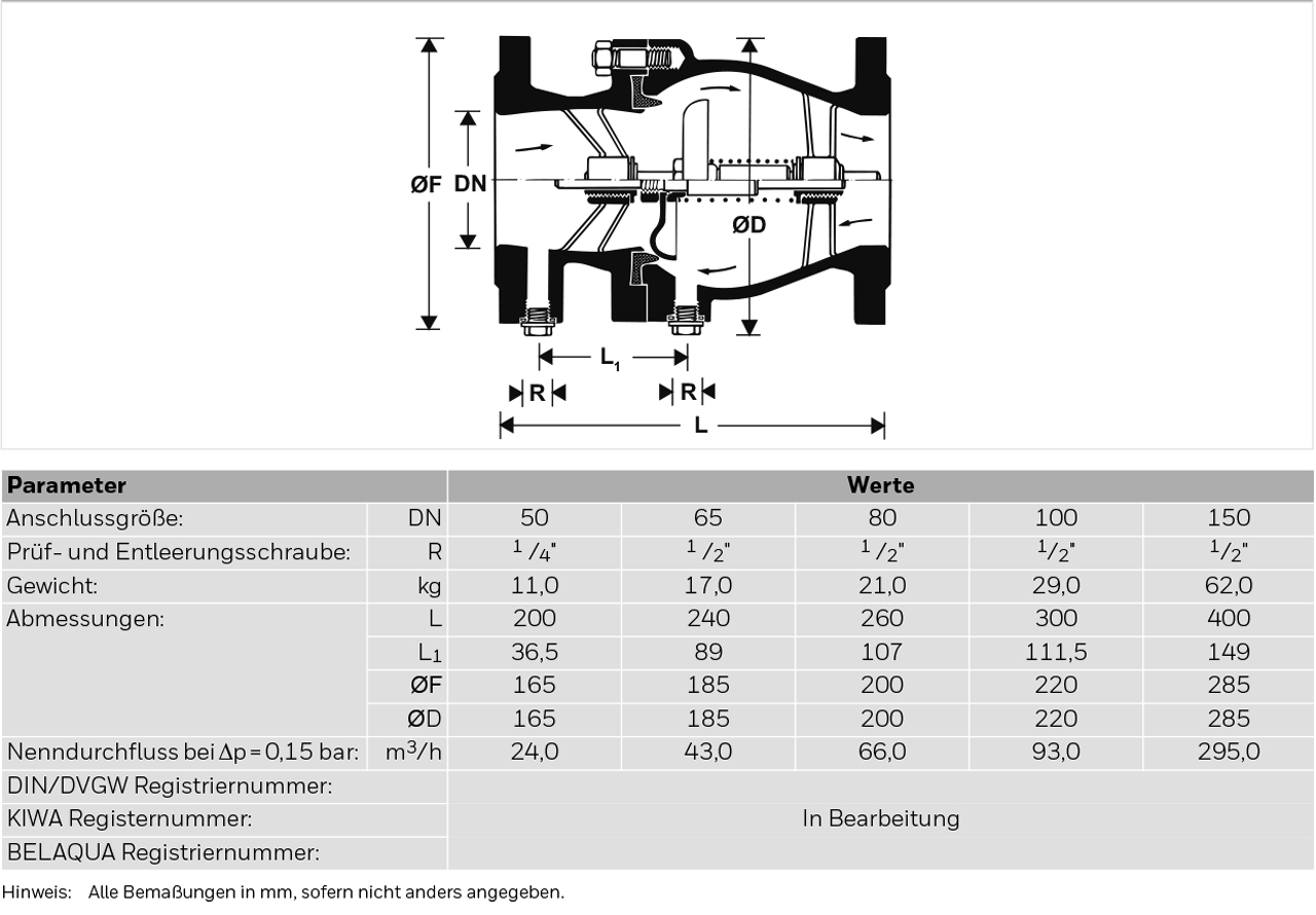 Resideo Rückflussverh. RV283S Flansch, pulverbeschichtet blau, DN 100