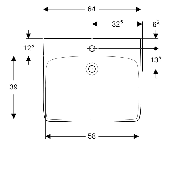 Geberit Renova Comfort WT barrierefrei 65x55cm, m. Hl., o. Ül., weiß