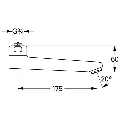 GROHE Gussauslauf 13462 3/4" Ausladung:175 Höhe:60 chrom