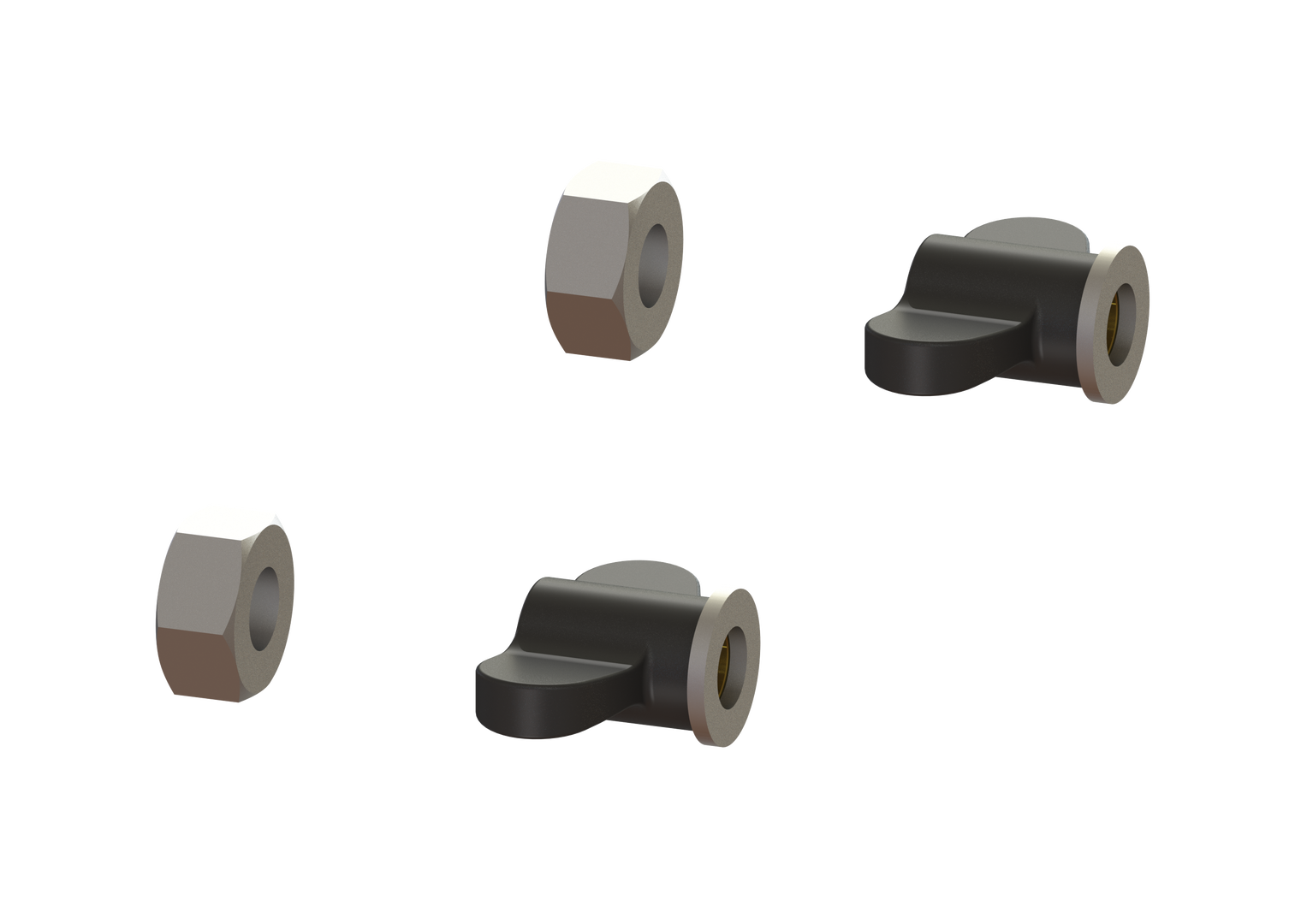 KESSEL-Flügel- und Sechskantmutter Set aus 2 x M8 und 2 x M10