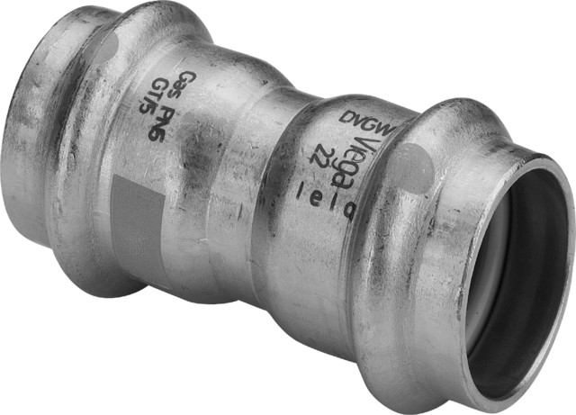 Viega Muffe mit SC Sanpress Inox G 0215 für Gas in 54mm Edelstahl