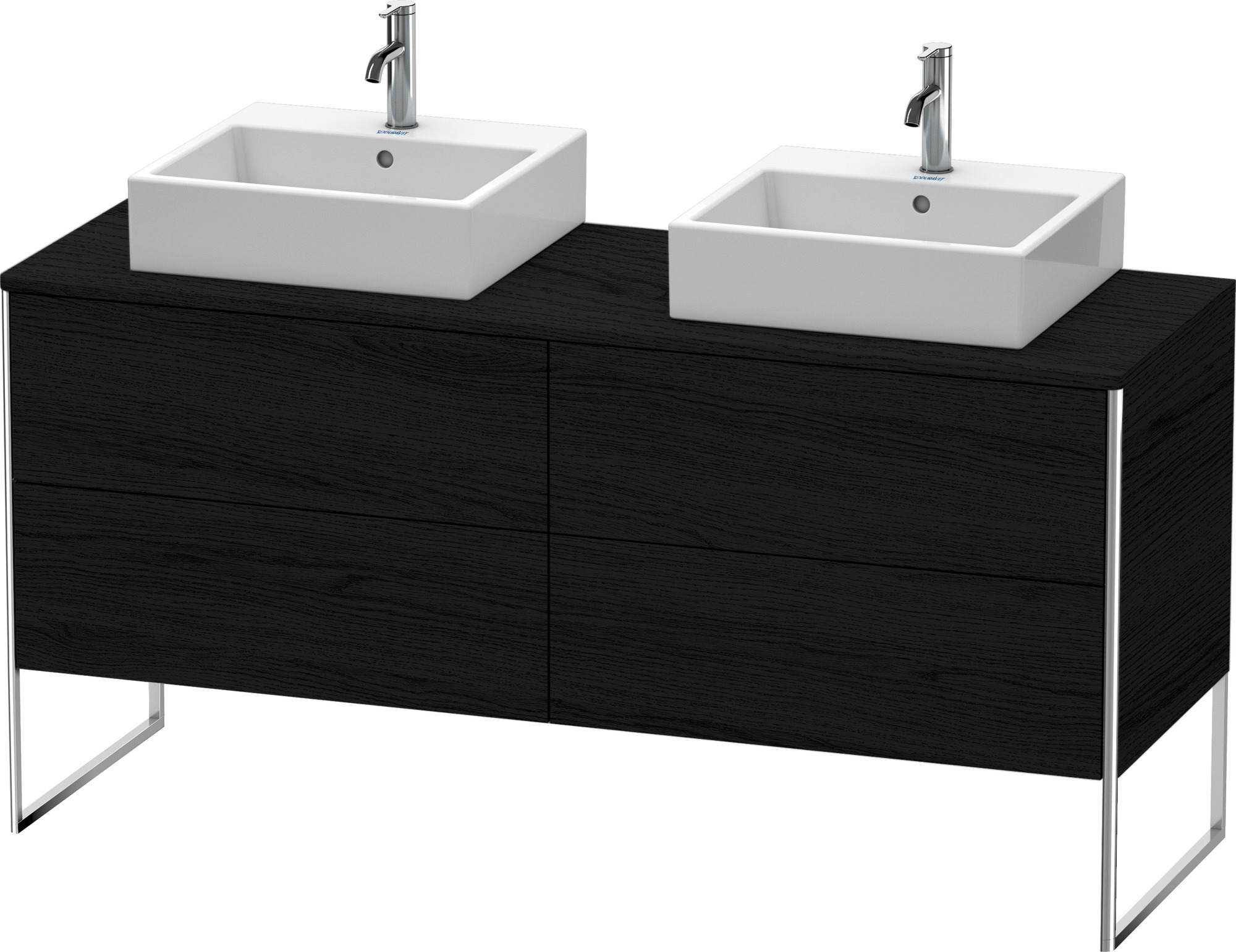 Duravit WTU XSquare 778x1600x548mm,Becken b. 4 Schubkästen, Eiche Schwarz,