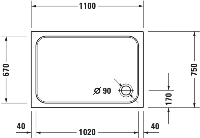DU D-Code Duschwanne, Rechteckig, 1100x750x85 mm, Weiß, Sanitäracryl, Anti