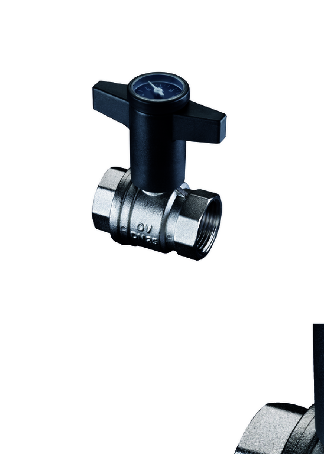 OVENTROP-Kugelhahn "Optibal" mit Thermometer, Knebelgriff, beids. IG 3/4"