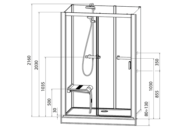 Roth Komplettdusche Vinata Comfort Ni Hoch weiß 1160x877 ESG klar