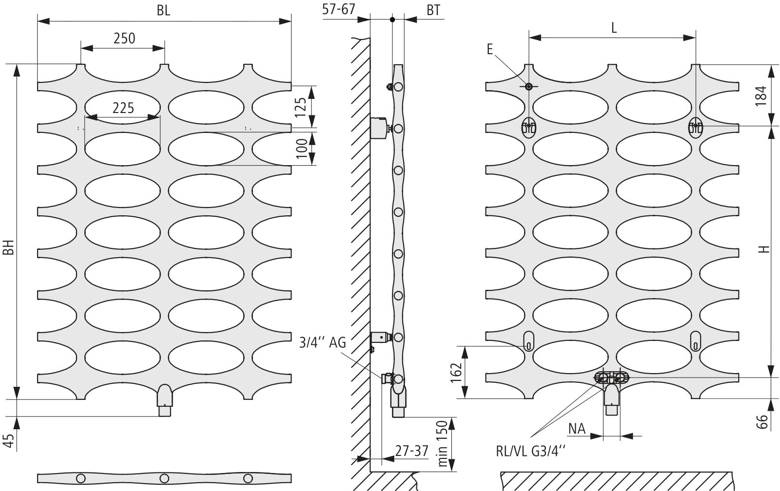 Kermi Ideos-V BH 1508x35x508mm QN524, weiß