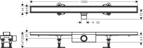 Hansgrohe Komplettset RainDrain Compact 1000mm befliesb.Standardinstallation BST