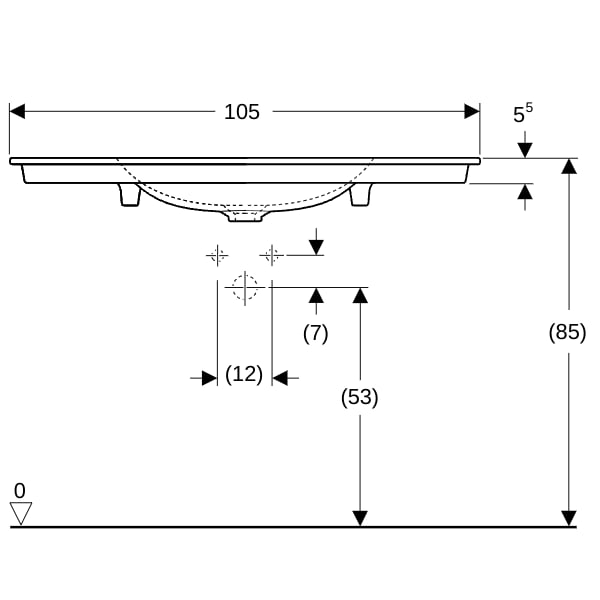 Geberit ONE Möbelwaschtisch 105x48 cm o.Hl., o.Ül., weiß, KeraTect