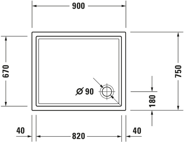 DU Starck Slimline Duschwanne, Rechteckig, 900x750x45 mm, Weiß, Sanitär