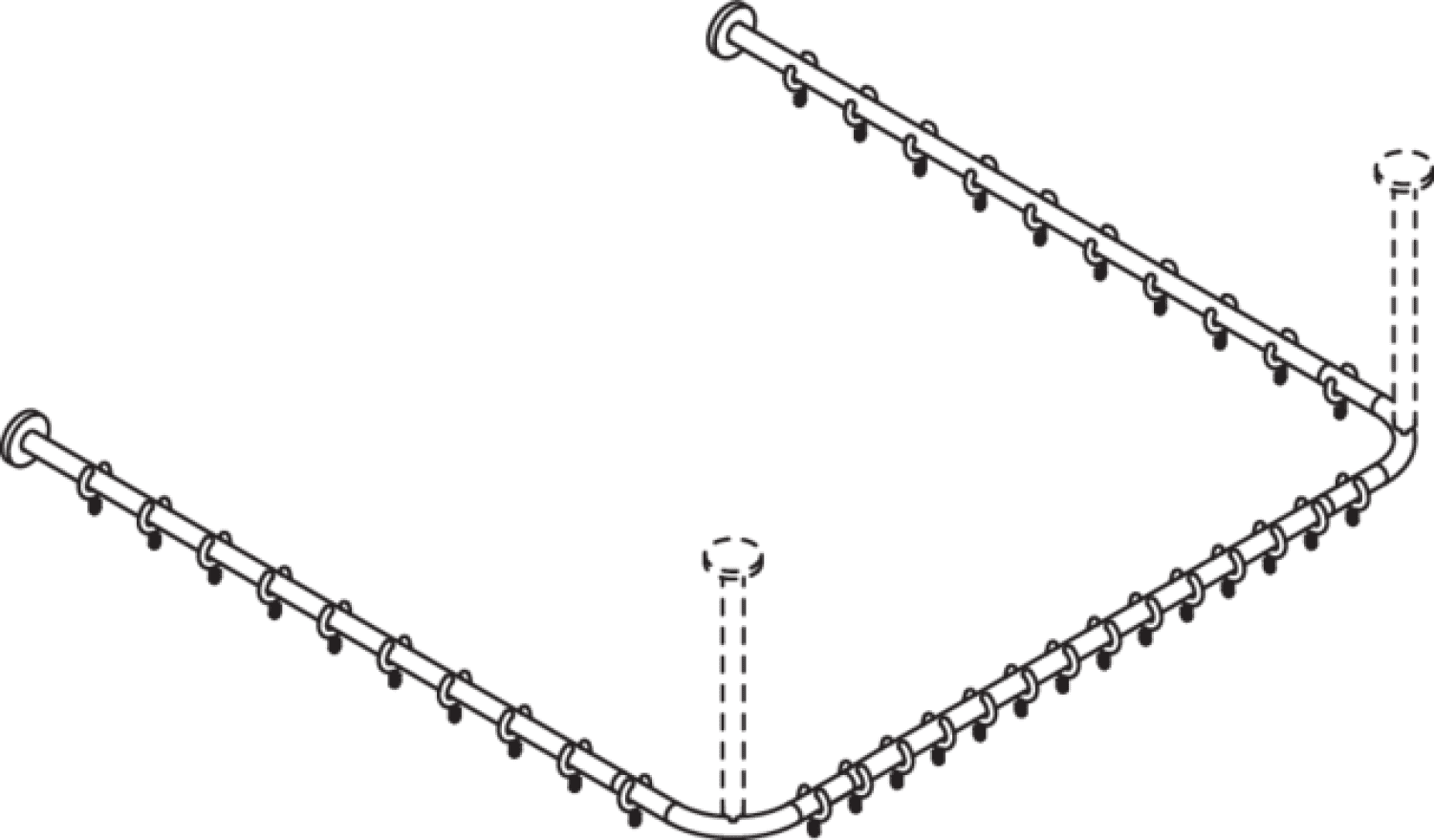 HEWI VH-Stange,d:25,A1/A3=1187, A2=1165, 34 Ringe, chrom