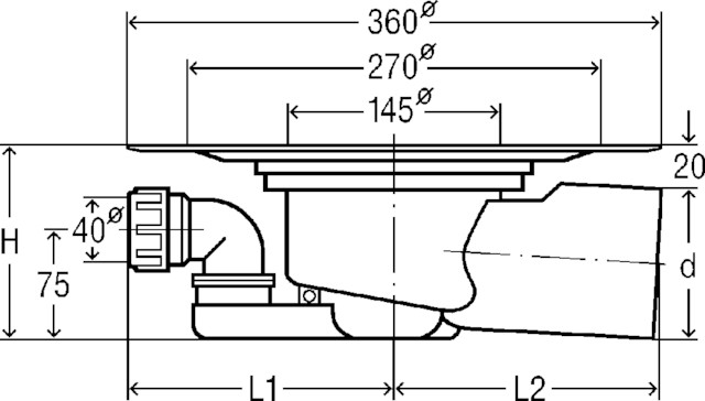 Viega Advantix Bodenablauf Grundkörper 70 mm (DN70) Kunststoff grau 4955.15