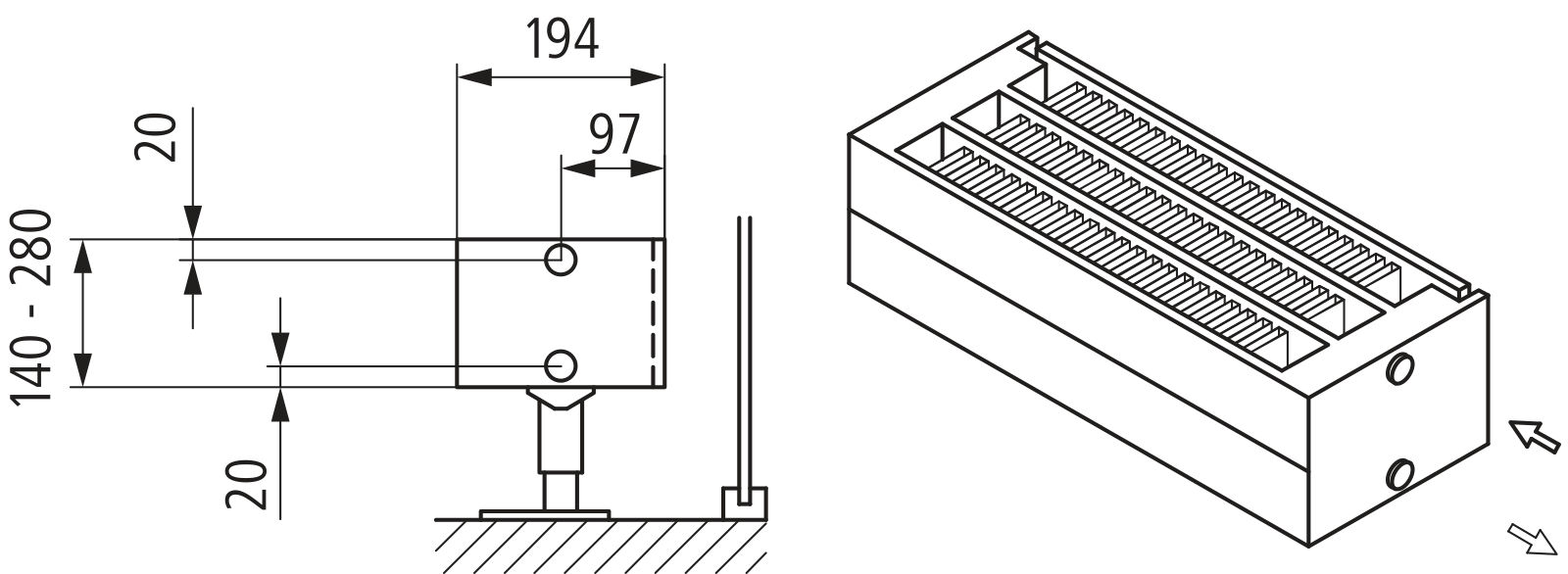 Kermi L-Kon S Typ33 BH140x194x1600mm QN1832,weiß,6bar, m. Abd., AB Uni.,VE4,5