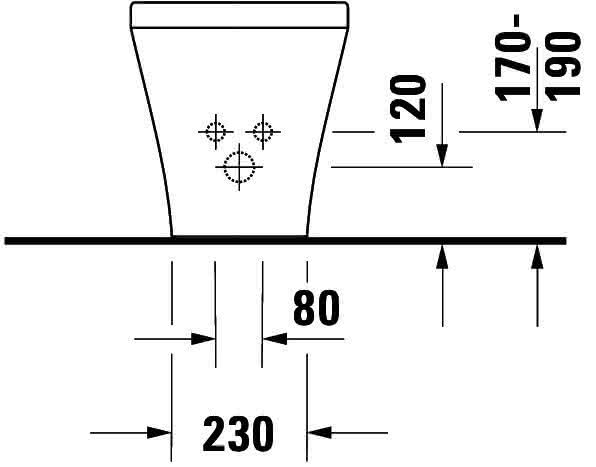 DU Stand-Bidet DuraStyle 570 mm mit ÜL, mit HLB, 1 HL, BTW, weiß