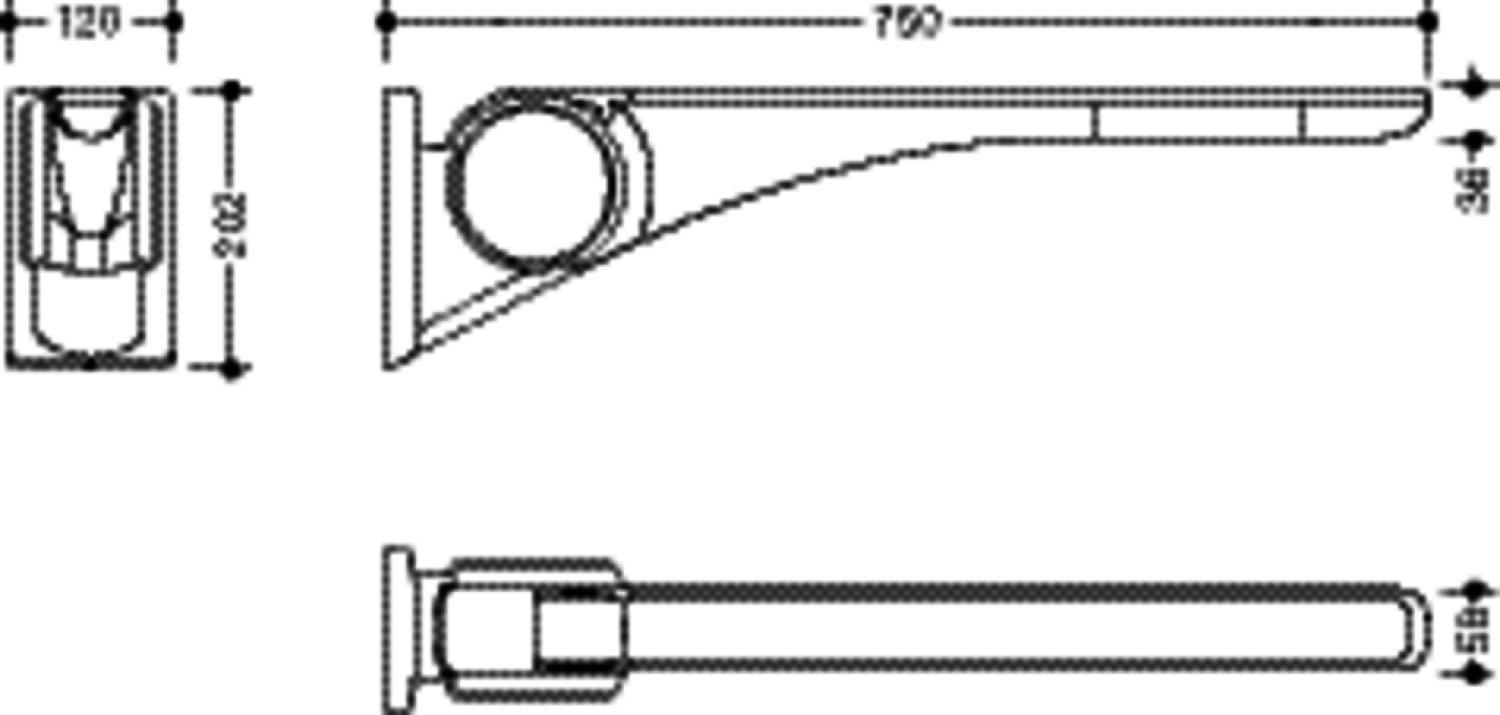 HEWI Stützklappgriff Basic,750 mm weiß hochgl.-anthraz.matt