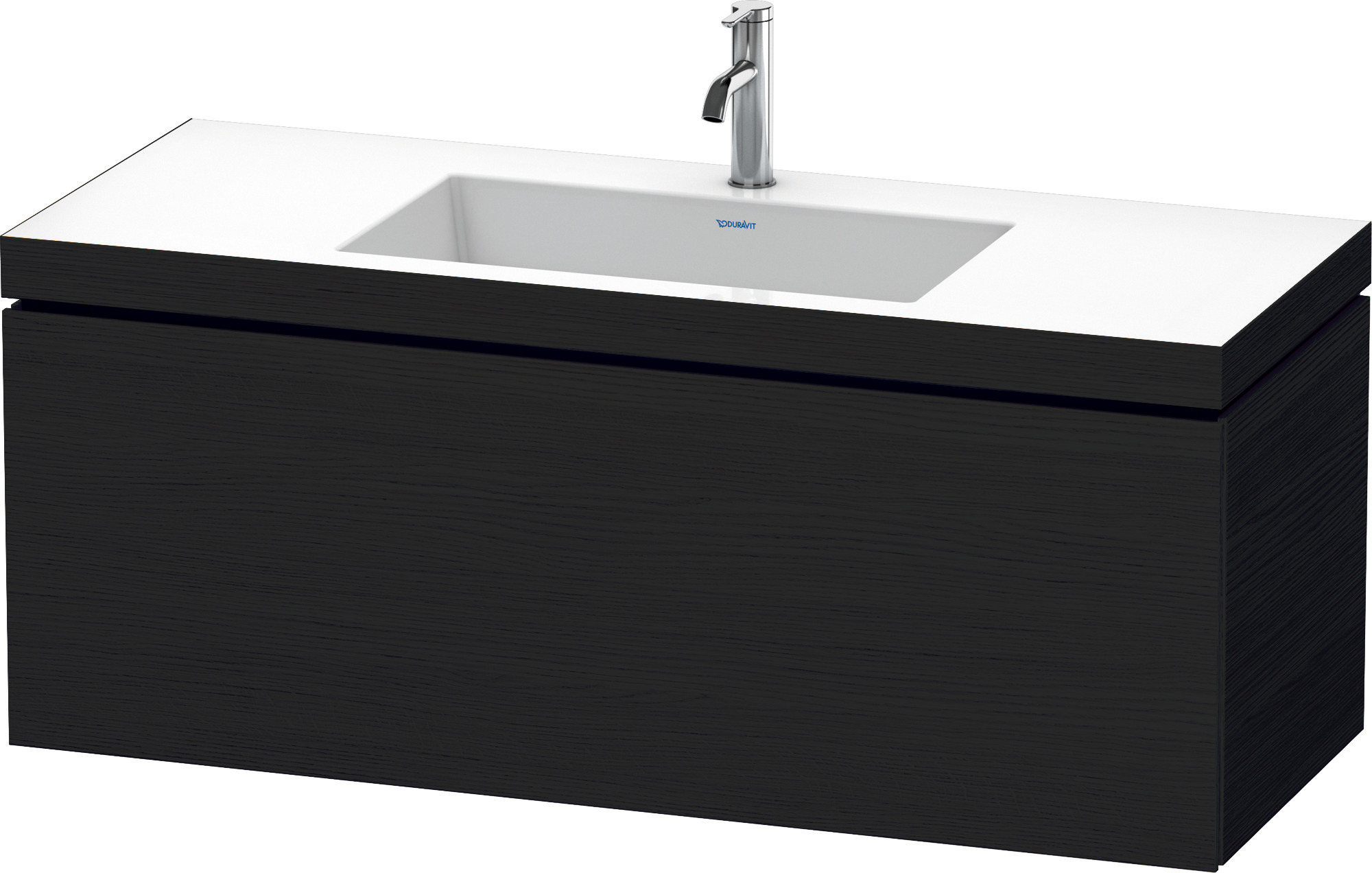 Duravit WTU L-Cube m. Vero Air 500x1200x480mm 1 HL, 1 Auszug, Eiche Schwarz