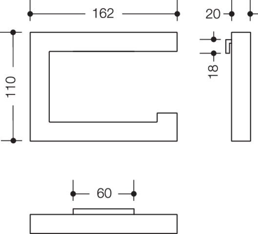 HEWI WC-Papierhalter Sys 100, chrom, klappbar, B:162mm, H:110mm