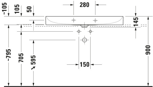 DU Möbel-WT DuraSquare 1000mm o.ÜL, m.HLB, o.HL, geschl., weiß, WG