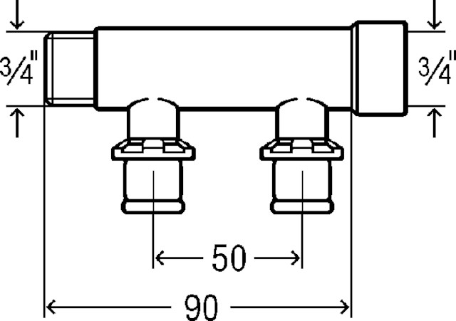 Viega Verteiler mit SC Sanfix P 2126.06 in 16mm x G3/4 - 2fach Rotguss