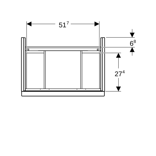 Geberit iCon Unterschrank f. WT, verk. Ausld. 59,2x61,5x41,6cm, weiß hgl/Gr. weiß matt