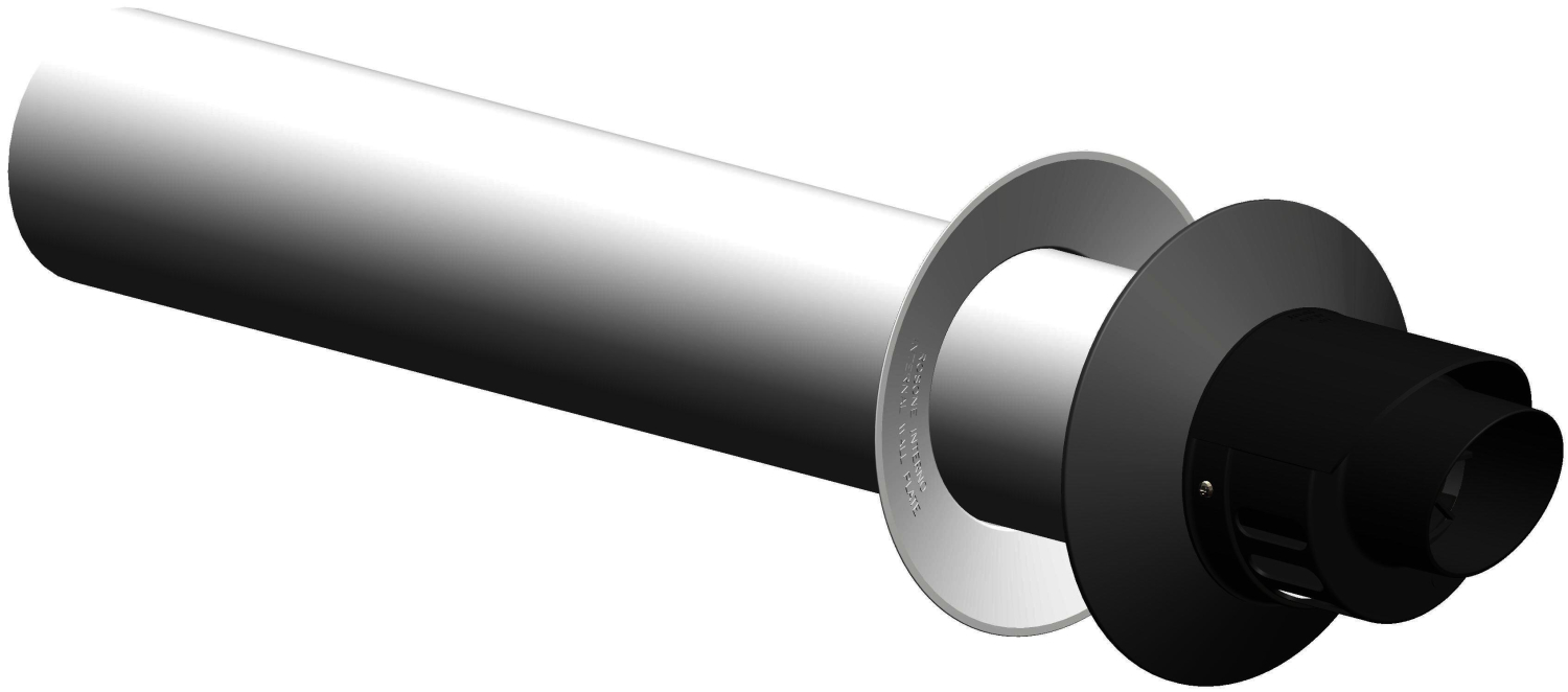 MHG Außenwandanschluss 851mm DN80/125 mit Außen-Innenwandrosette, Windschutz