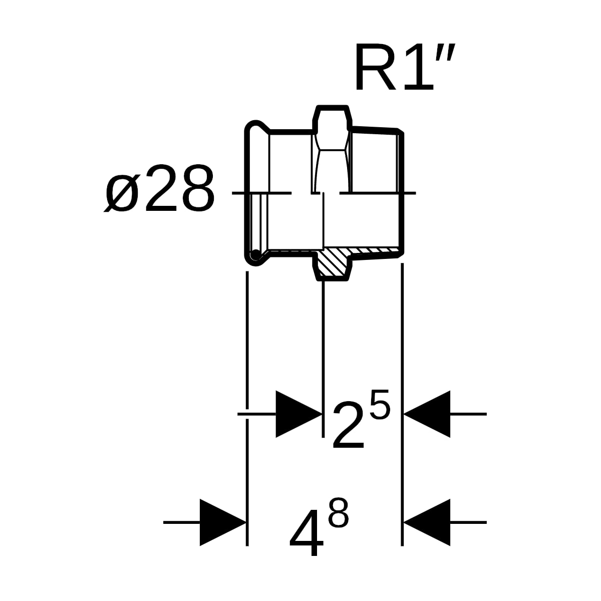 Geberit Mapress C-Stahl Übergang mit AG d28-R1 verzinkt