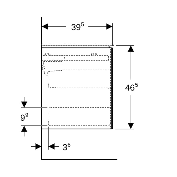 Geberit ONE Unterschrank für Waschtisch m. 2 Schubladen, 89,4x46,5x39,6cm, weiß