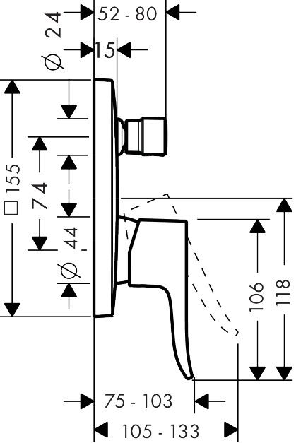 Hansgrohe Wannenmischer Unterputz Metris F-Set eckig chr.m.Sicherungskombination
