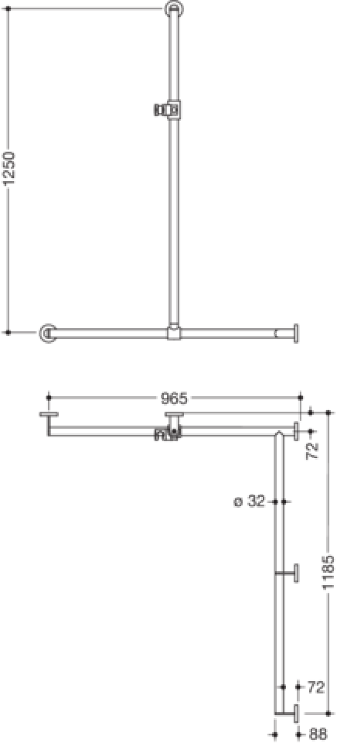 HEWI DUHA,d:32,re,A1:1250,W1:965,W2: 1185,plvb,Br.H.Kst. schw tiefmatt