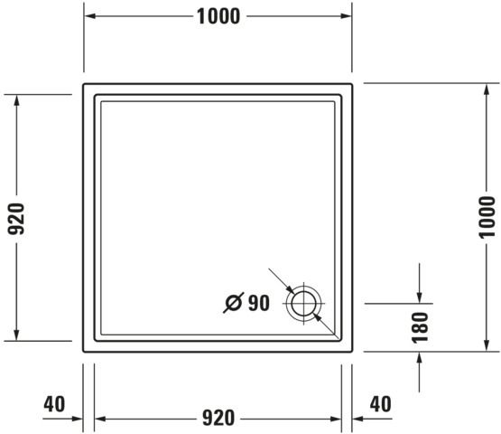 DU Starck Slimline Duschwanne Quadr. 1000x1000x50 mm Wß S.acr. Antislip