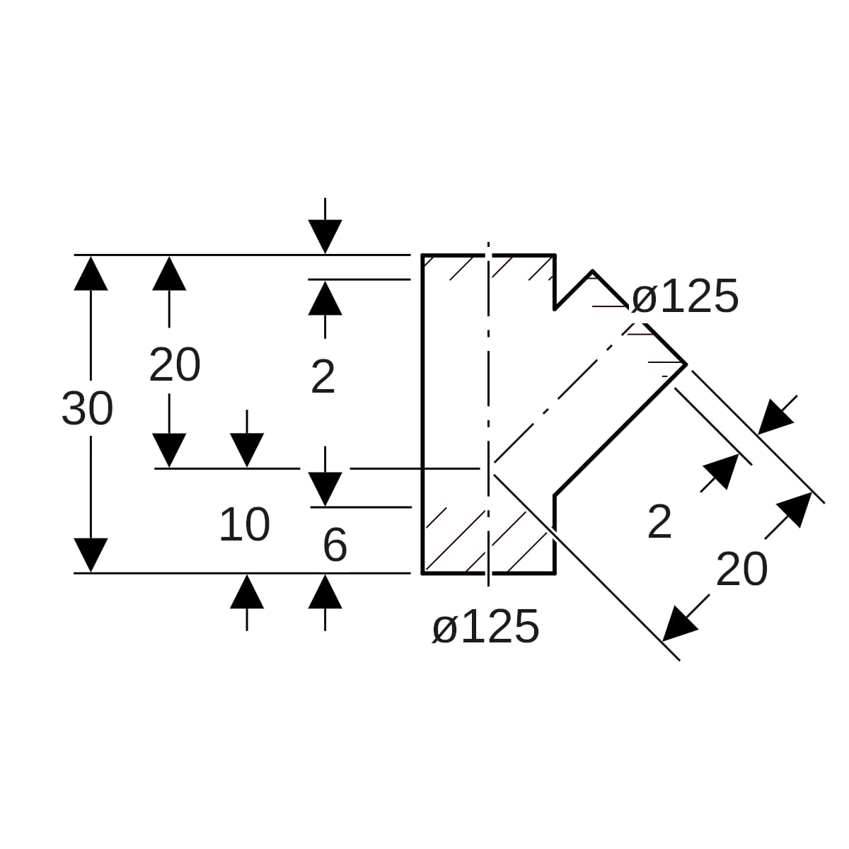 Geberit PE Abzweig 45Gr d125/125